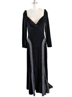Tadashi Shoji Black Long Sleeve Velvet Dress
